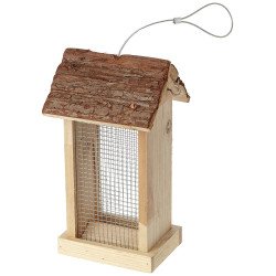 Vadigran Distribuire mangiatoia per uccelli, tetto in corteccia 15x14x28,5 cm. Mangiatoia di arachidi, noccioline e girasoli