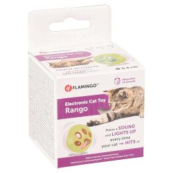Flamingo Pet Products Balle a LED pour chat ø 6.4 cm avec grelot et bruit oiseau. Rango vert-blanc Jogos