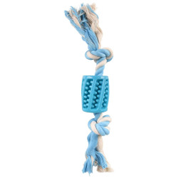 Flamingo Tubo Giocattolo + corda blu 30 cm, Lindo TPR, per cane Set di corde per cani