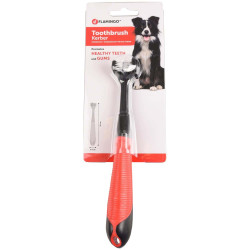 Flamingo Toothbrush kerber soft grip black red 20 cm. for dog. Tooth care for dogs