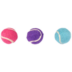 Jeux Jouet pour chat, 3 balles (forme de tennis) multicolore ø 4 cm + clochette