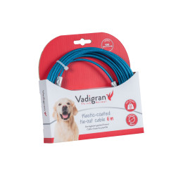 Vadigran Blue plastic coated attachment cable 6 Meter. Max 23 kg for dogs. Lanyard and pole