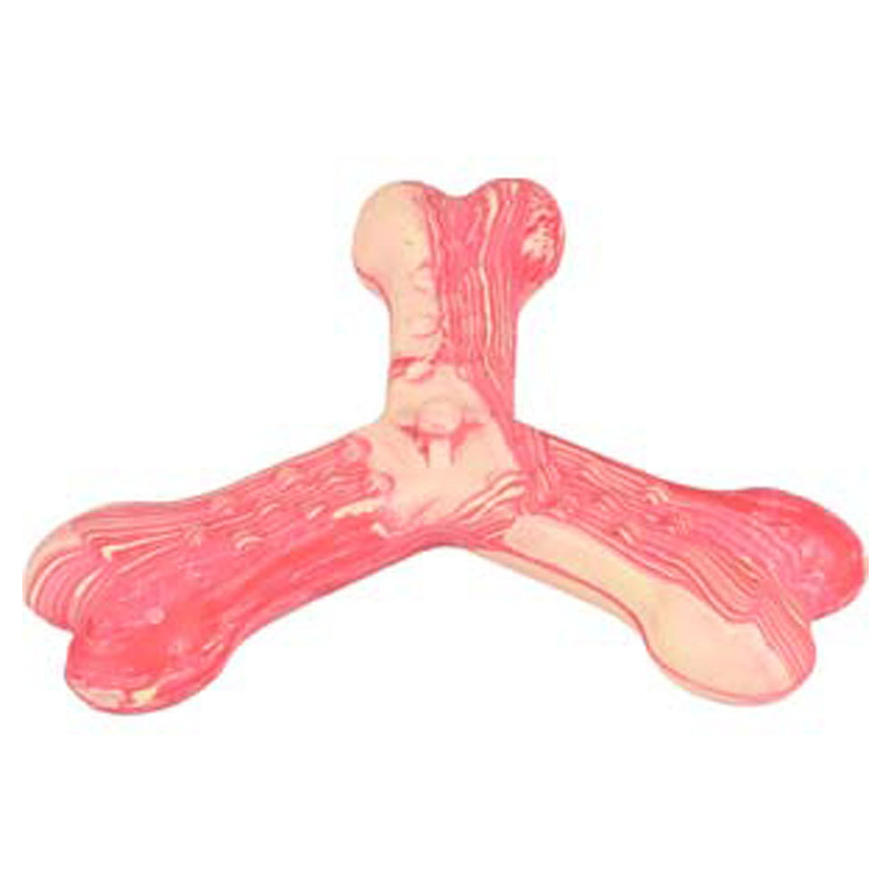 Flamingo Giocattolo da 10 cm per cani Saveo giocattolo a triplo osso con profumo di manzo. gomma. Giocattoli da masticare per...
