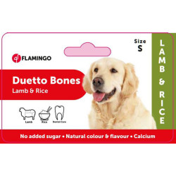 Flamingo Süßigkeiten für den Hund. Lamm und Reis .90 gr. DUETTO Bones. Leckerli Hund