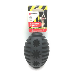 Flamingo Pet Products Dog toy. Gladiator Rugby L. Black 12 cm ø 8.5 cm. extra strong Games has reward candy