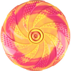 Flamingo ZAZA Frisbee, TPR, ø18 cm, amarelo e rosa, brinquedo para cães. Frisbees para cães