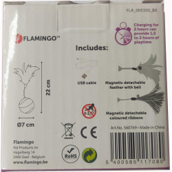 Flamingo Pet Products Balle ø 7 cm. magic Mechta 2 en 1 a LED et plumeau . couleur verte. pour chat. Jogos