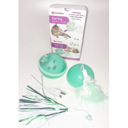 Flamingo Balle ø 7 cm. magic Mechta 2 en 1 a LED et plumeau . couleur verte. pour chat. Jeux