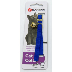 Flamingo Collier taille 32 cm x 10 mm. collier élastique avec clochette.couleur bleu. pour chat Collier