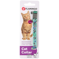 Flamingo Adjustable collar from 20 to 35 cm. turquoise color with mouse pattern. for cat Necklace