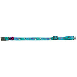 Flamingo Adjustable collar from 20 to 35 cm. turquoise color with mouse pattern. for cat Necklace