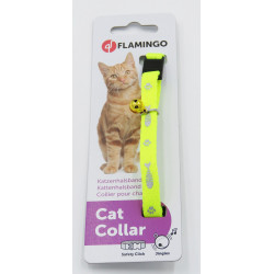 Flamingo Verstellbares Halsband von 20 bis 35 cm. Fischmotiv + Glocke. gelbe Farbe für Katze Halsband
