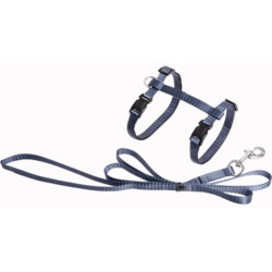 Flamingo 1.10 meter harness and leash for cats. Granite blue color Harness