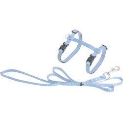 Flamingo 1.10 meter harness and leash for cats. Light blue color Harness