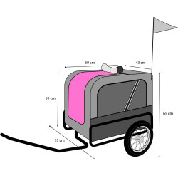 Flamingo DOGGY LINER ROMERO trailer black and grey. 60 x 43 x 51 cm. for dogs Transport