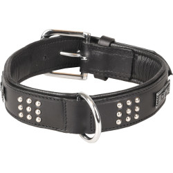 Flamingo Pet Products Leather collar SEDONA black size L 39-45 cm for dog. Necklace