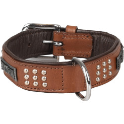 Flamingo Leather collar SEDONA brown size S/M 31-35 cm for dog. Necklace