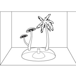 Flamingo 1 Arbre + champignon fluo. decoration aquarium. 7 cm x 3 cm x 24 cm. couleur aleatoire. Décoration et autre