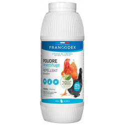 Francodex Polvo repelente de insectos, frasco de 640 g de polvo, para aves de corral. Tratamiento