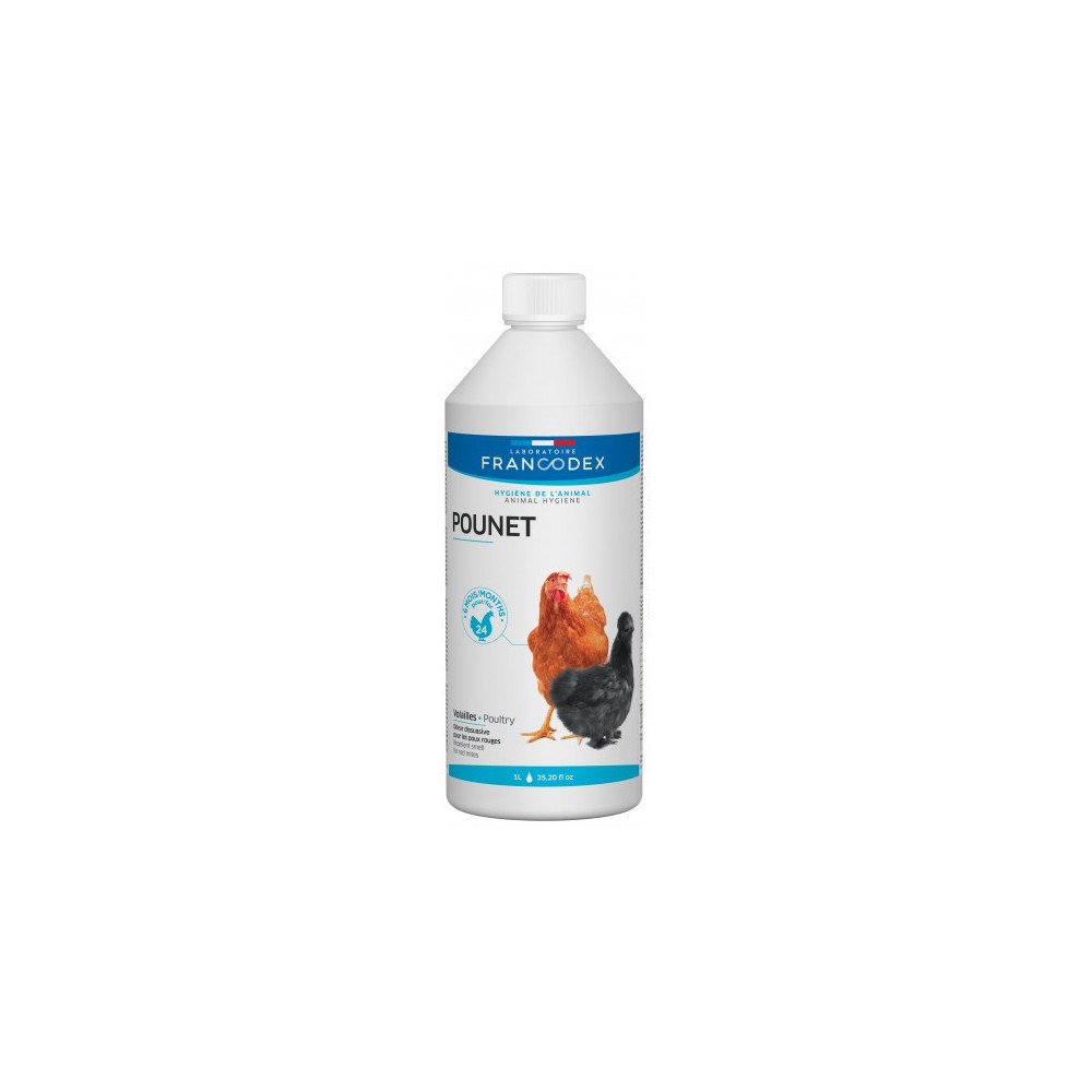 Francodex Product tegen rode luizen, pounet 1 liter fles voor pluimvee Behandeling