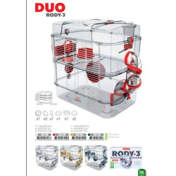 Cage Cage Duo rody3. couleur grenadine. taille 41 x 27 x 40.5 cm H. pour rongeur