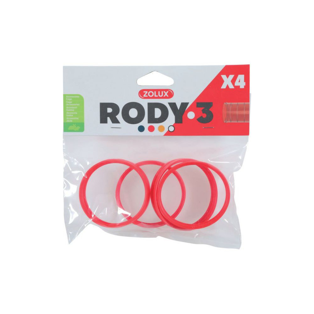 Tubes et tunnels 4 anneaux connecteur pour tube Rody couleur rouge taille ø 6 cm pour rongeur.