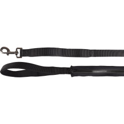 Flamingo Black KAYGA dog leash with small storage 1.60 m x 25 mm. for dogs Laisse enrouleur chien