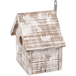 Flamingo GOOS casa de madeira para pássaros. 15.5 x 11 x 16 cm. branco/castanho. Birdhouse