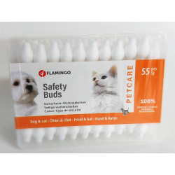 Flamingo Cotton rod Petcare safety box of 55 pieces. for dogs and cats. Beauty care