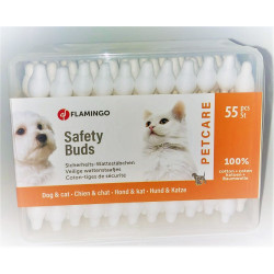 Flamingo Baumwollstäbchen Petcare Sicherheitsbox mit 55 Stück. für Hunde und Katzen. Schönheitspflege