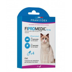 Francodex 4 pipettes de 0.5 ml. Fipromedic 50 mg. pour chats. antiparasitaire. Antiparasitaire chat