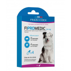Francodex 4 Pipette fipromedicali 134 mg. Per cani da 10 kg a 20 kg. antiparassitario Pipette per pesticidi