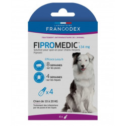 Francodex 4 Pipettes Fipromedic 134 mg. Pour Chiens de 10 kg à 20 kg. antiparasitaire Pipettes antiparasitaire