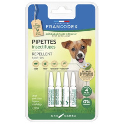 Francodex 4 Insectenafstotende pipetten voor pups en kleine honden onder de 10 kg. Pipetten voor bestrijdingsmiddelen