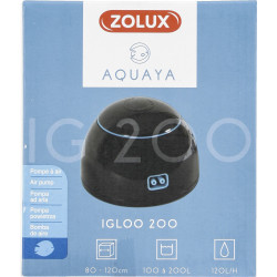 zolux Bomba de ar igloo 200 de potência preta 2,0 W fluxo máximo de 120 L/H. para aquário. Bombas de ar