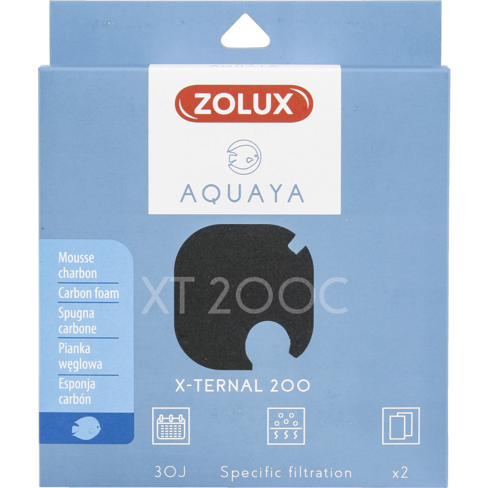 zolux Filtro per pompa x-terna 200, filtro XT 200 C schiuma di carbonio x2. per acquario. Supporti filtranti, accessori