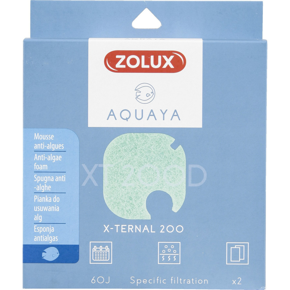 zolux Filtro per pompa x-terna 200, filtro XT 200 D schiuma antialghe x2. per acquario. Supporti filtranti, accessori