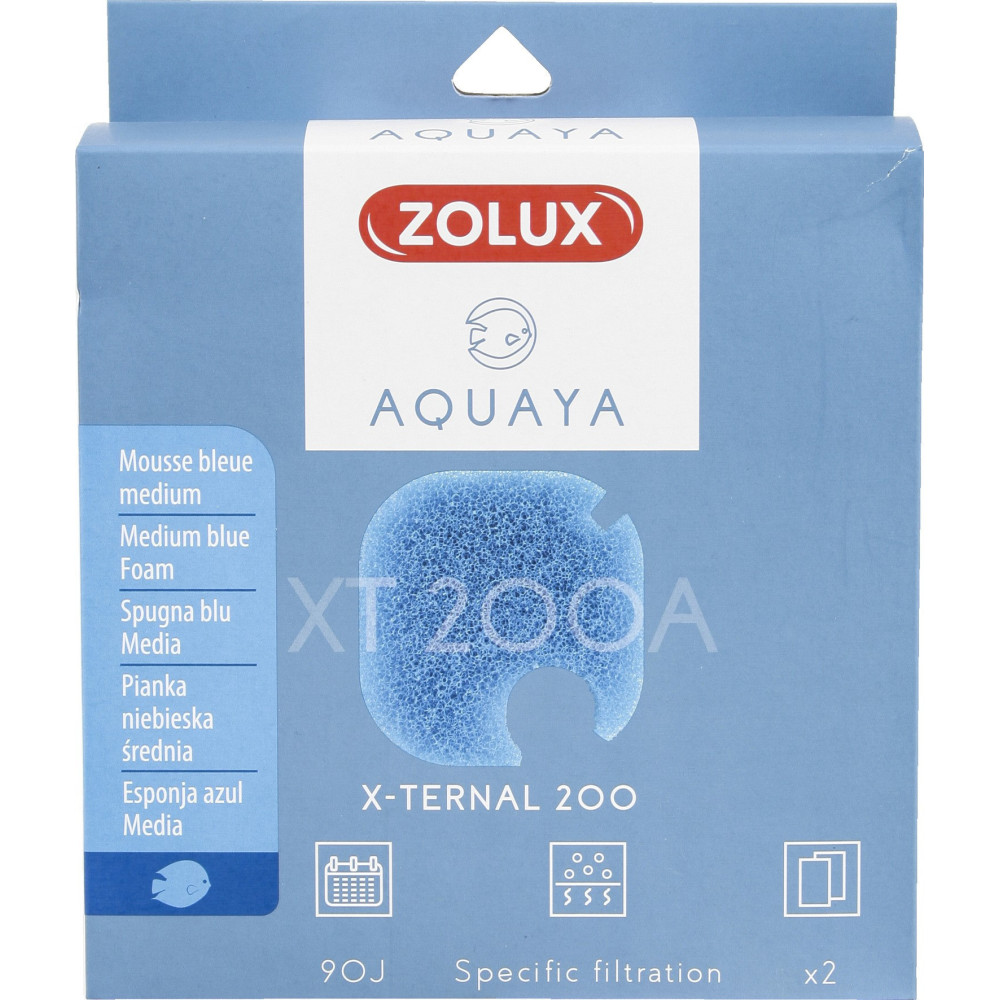 zolux Filtro per pompa x-terna 200, filtro XT 200 A schiuma blu media x2. per acquario. Supporti filtranti, accessori
