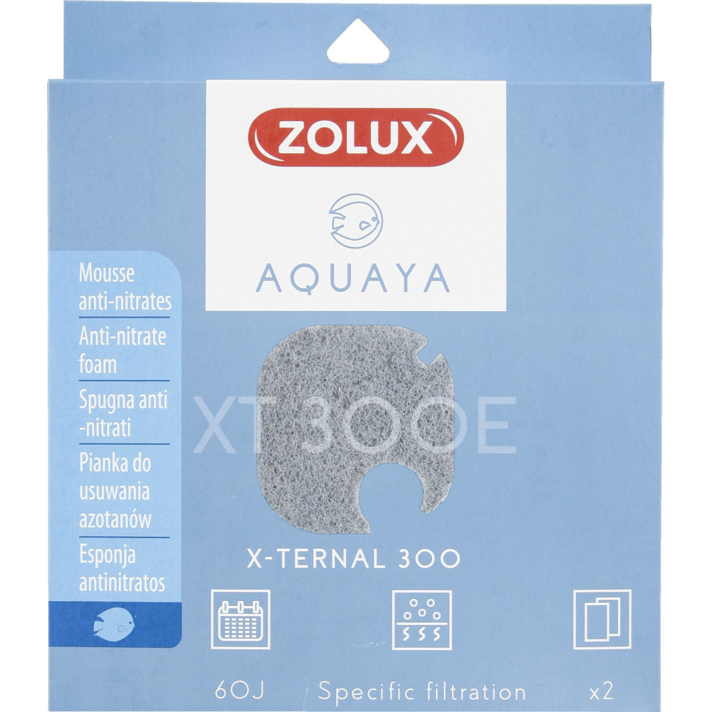 zolux Filtro per pompa x-terna 300, filtro XT 300 E schiuma anti-nitrati x 2. per acquario. Supporti filtranti, accessori