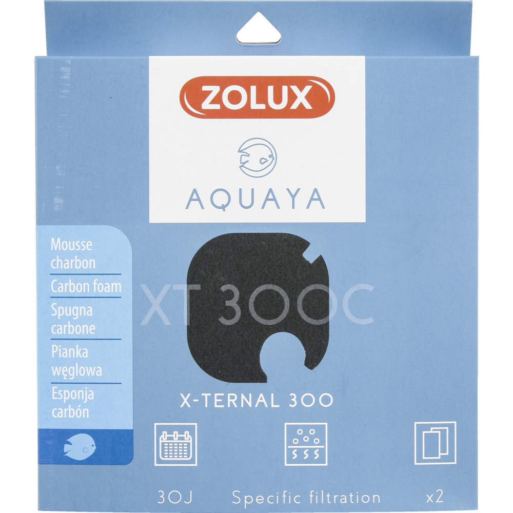 zolux Filtre pour pompe x-ternal 300, filtre XT 300 C mousse charbon x 2. pour aquarium. Masses filtrantes, accessoires