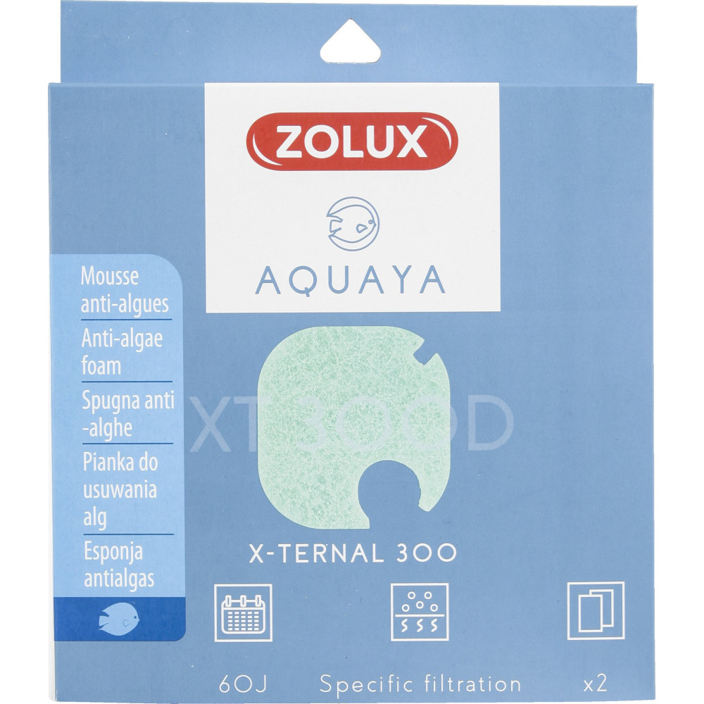 zolux Filter für Pumpe x-ternal 300, Filter XT 300 D Anti-Algenschaum x 2. für Aquarium. Filtermassen, Zubehör