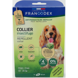 Francodex Coleira repelente de insectos para cães de 10 kg a 20 kg. 60 cm colar de controlo de pragas