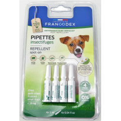 Francodex 4 pipetas de repelente de insectos para cachorros y perros pequeños de menos de 10 kg. Pipetas para plaguicidas