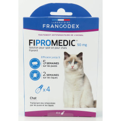 Francodex 4 pipetten van 0,5 ml. Fipromedic 50 mg. voor katten. antiparasitair. Kat ongediertebestrijding