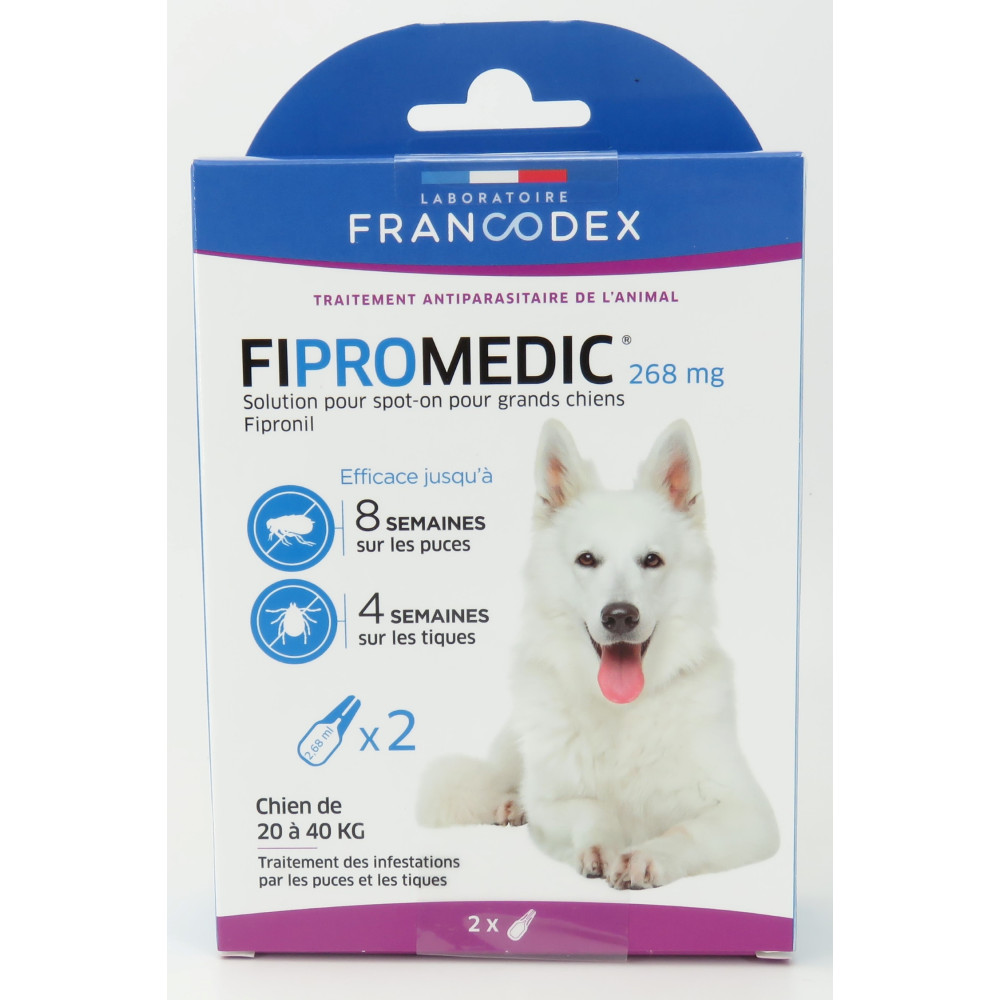 Francodex 2 Fipromedic 268 mg Pipetten. Für Hunde von 20 kg bis 40 kg. antiparasitär Pipetten gegen Schädlinge