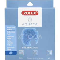 zolux Filtro para bomba x-ternal 100, filtro XT 100 A médio de espuma azul x2. para aquário. Meios filtrantes, acessórios