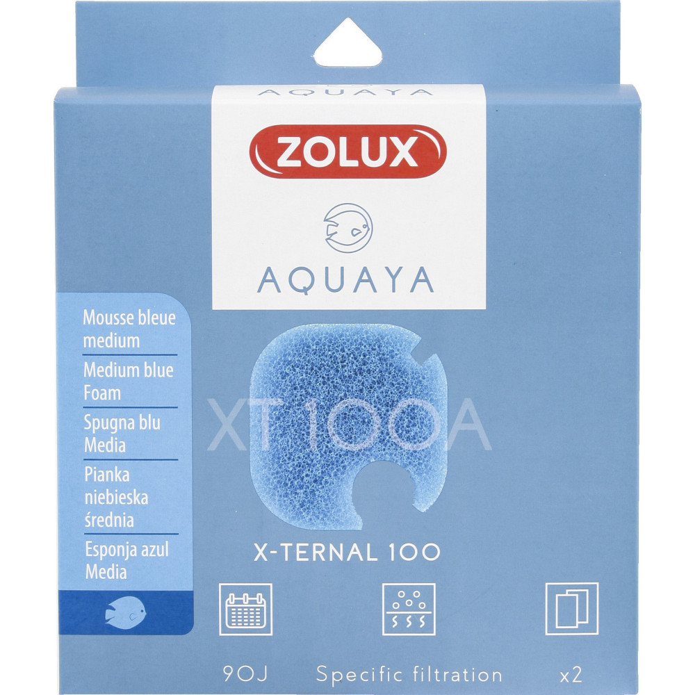 zolux Filter für Pumpe x-ternal 100, Filter XT 100 A blaues Schaumstoffmedium x2. für Aquarium. Filtermassen, Zubehör