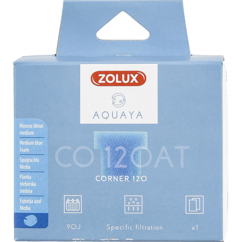 zolux Filtro para bomba de canto 120, CO 120 AT filtro de espuma azul médio x1. para aquário. Meios filtrantes, acessórios