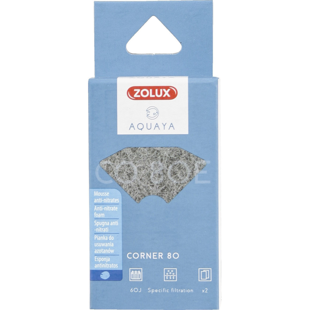 zolux Filter voor hoekpomp 80, CO 80 E filter met anti-nitraatschuim x 2. voor aquarium. Filtermedia, toebehoren