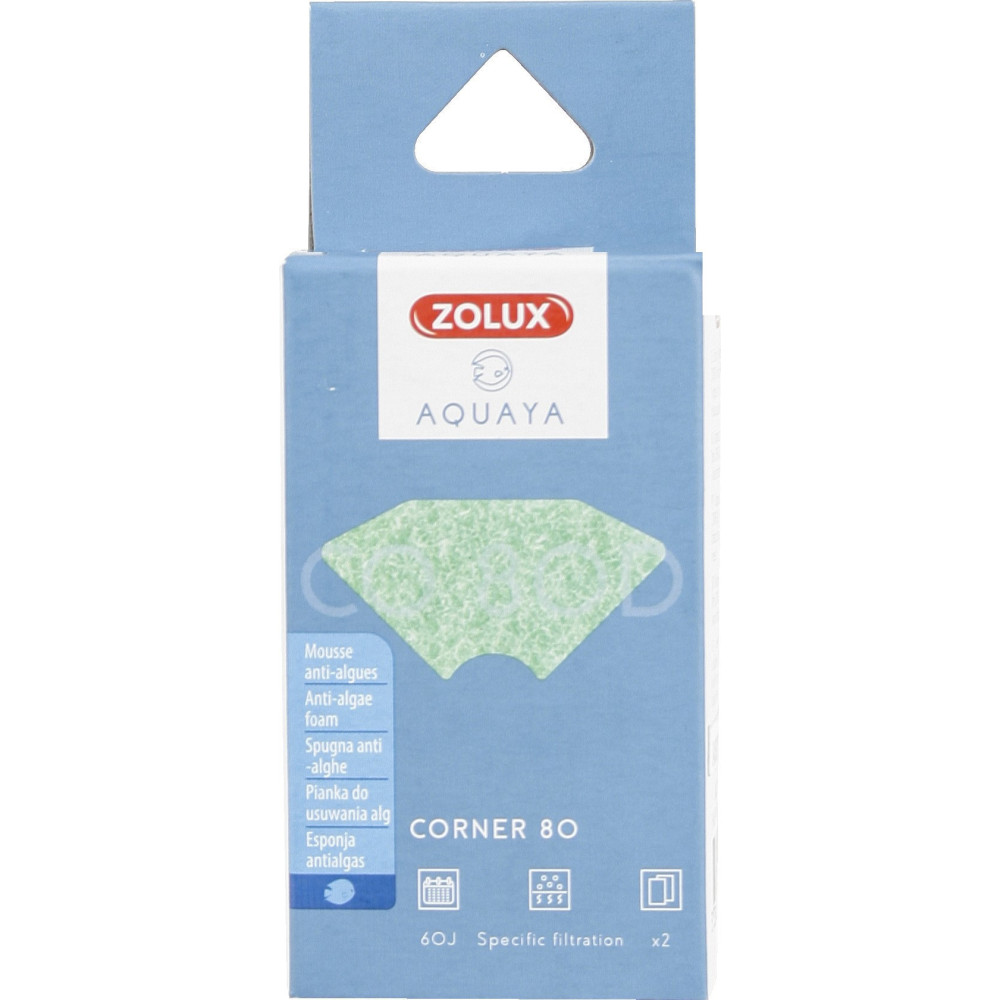 zolux Filtre pour pompe corner 80, filtre CO 80 D mousse anti-algues x 2. pour aquarium. Masses filtrantes, accessoires